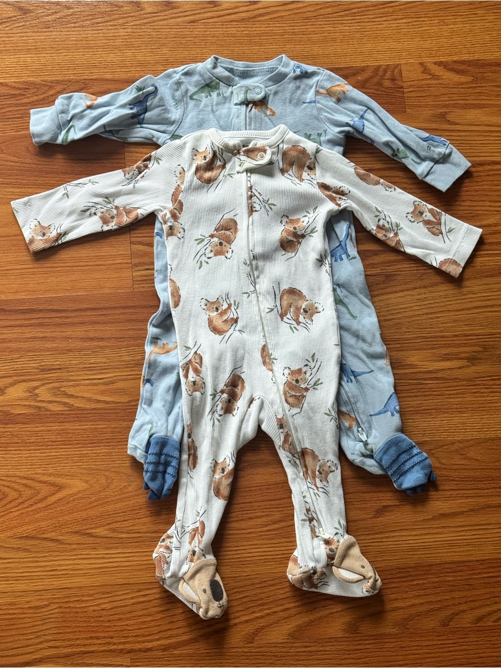 Carter's Fox Print Footed One-Piece Set - Cream & Light Blue